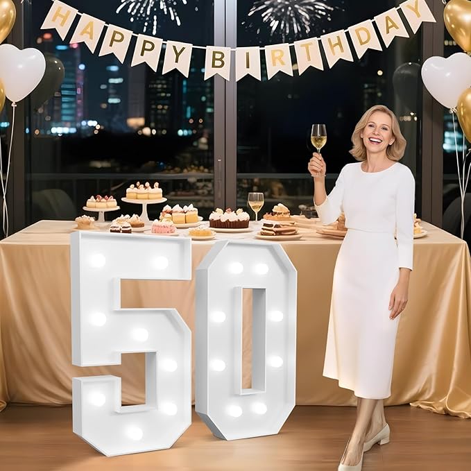 3FT Marquee Numbers 50, Happy 50th Birthday Decorations by Tongjoy