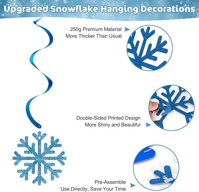 20 Pack Frozen Snowflake Hanging Decorations - Image 5