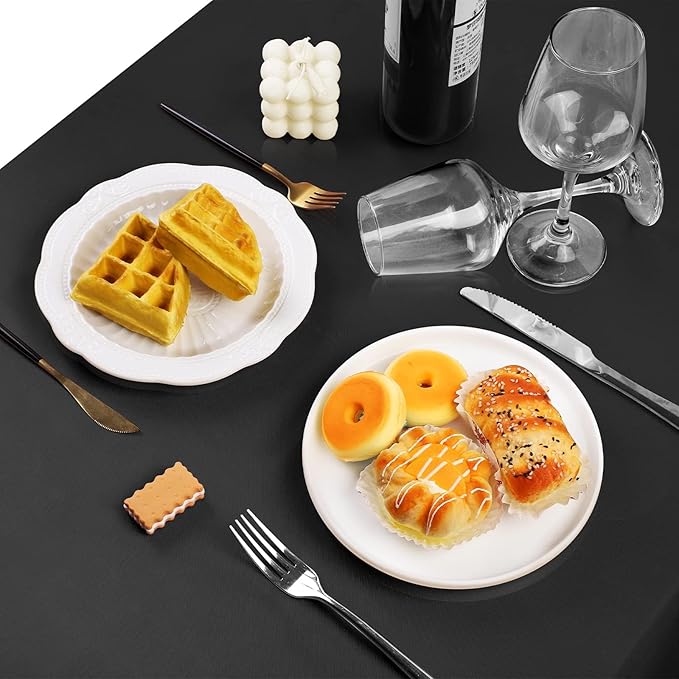 TURSTIN 4 Packs Black Satin Tablecloth 102 x 58 Inch Overlay Satin Table Cover - Image 5