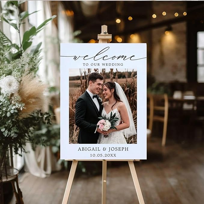 Welcome Wedding Signs, Minimalist Photo Wedding Sign Decorations Signage 12" X - Image 3