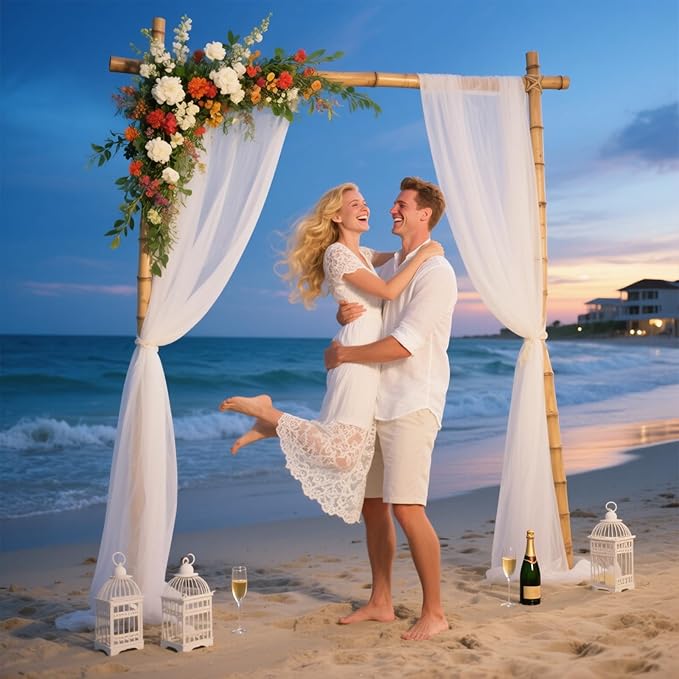 VOK White Wedding Arch Draping Fabric 29in x 18Ft 4 Panels Sheer Chiffon - Image 6