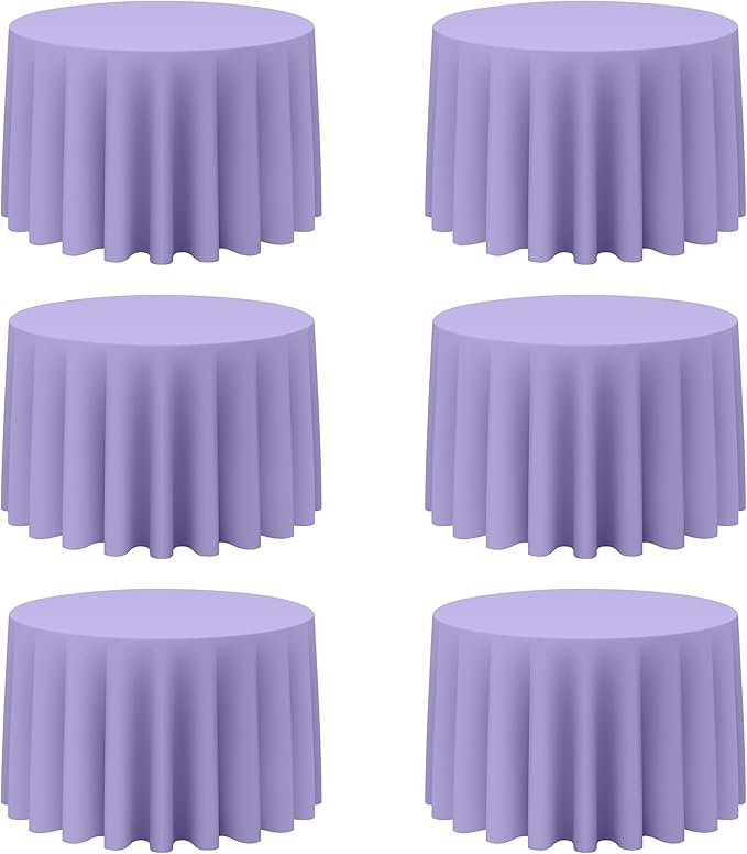 BRILLMAX 6 Pack Lavender Round Tablecloths 108 Inch by BRILLMAX