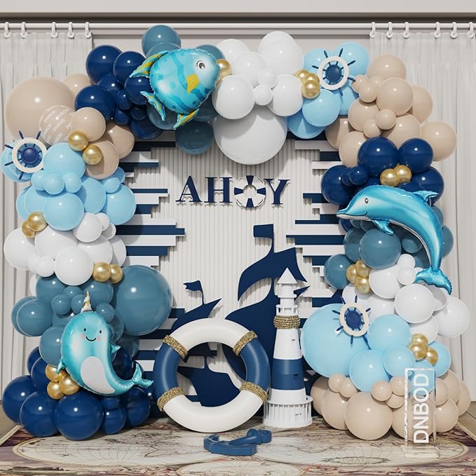 Nautical Balloon Arch Kit, Dolphin Foil Balloons by DNBOD