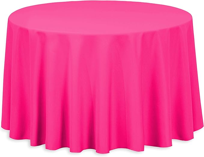 LinenTablecloth 108-Inch Round Polyester Tablecloth Fuchsia by Shindigz