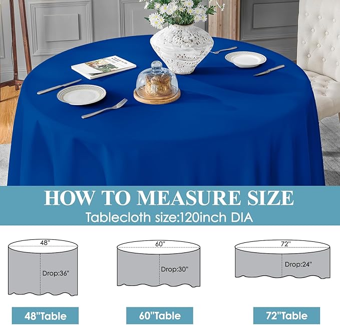 VidaFete Tablecloth 10 Pack 120inch Round Table Cloth Polyester, Stain Wrinkle - Image 4
