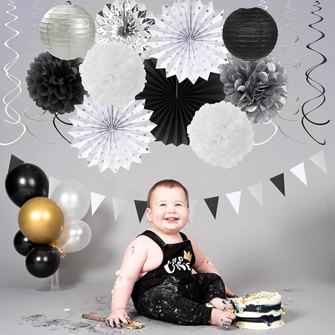 Black White-Silver Party-Decorations - Image 5