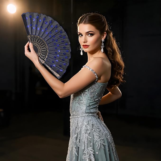 QIRMIZI 10 PACK Fabric Folding Handheld Fans, and Dancing - Image 6