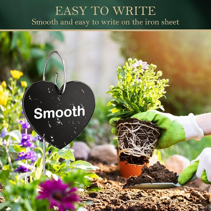 30-Pack Iron Metal Heart Shaped Garden Markers Weatherproof Metal Plant Labels - Image 4