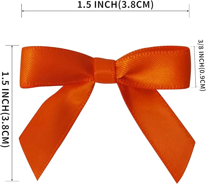50pcs 1-1/2" Mini Orange Satin Ribbon Bows Without Twist Ties - Image 3