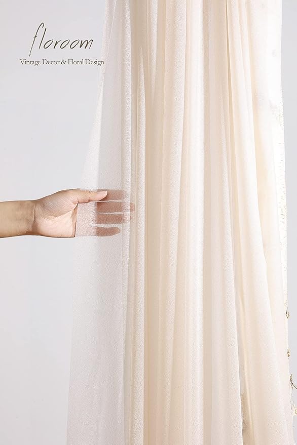 Floroom Wedding Arch Draping Fabric 2 Panels 20Ft Nude Chiffon Fabric Drapes - Image 6
