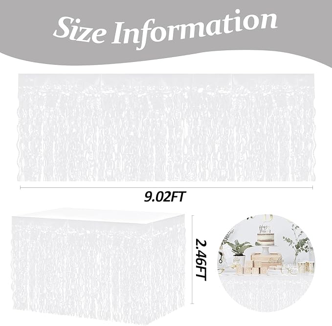4P Wavy Metallic Tinsel Foil Fringe Table Skirts - Image 2