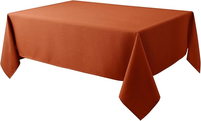 Biscaynebay Fall Tablecloth Textured Fabric 70x108 Inch Rectangular, Rust by Biscaynebay