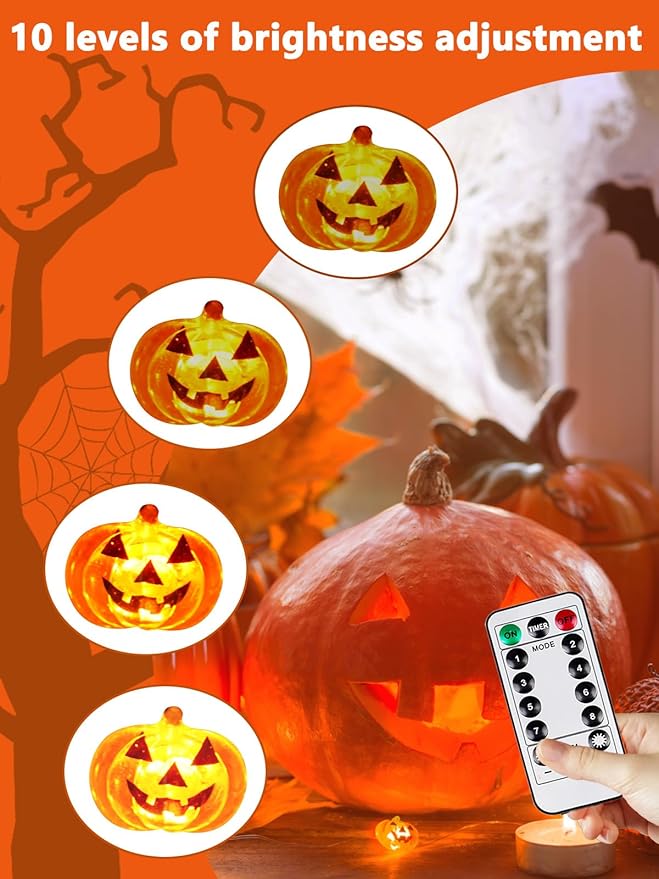 Halloween Fairy Lights Battery Operated 15Ft 40LED Orange Pumpkin String Lights - Image 7