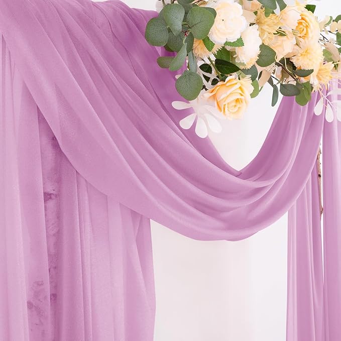 Socomi Purple Sheer Wedding Arch Draping Fabric 29" x 20Ft 4 Panels Outdoor - Image 2