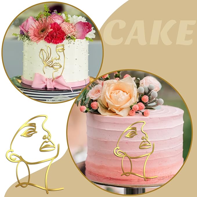 Kigley 22 Pcs Minimalist Art Lady Face Cake Topper Butterflies Cake Decoration - Image 6
