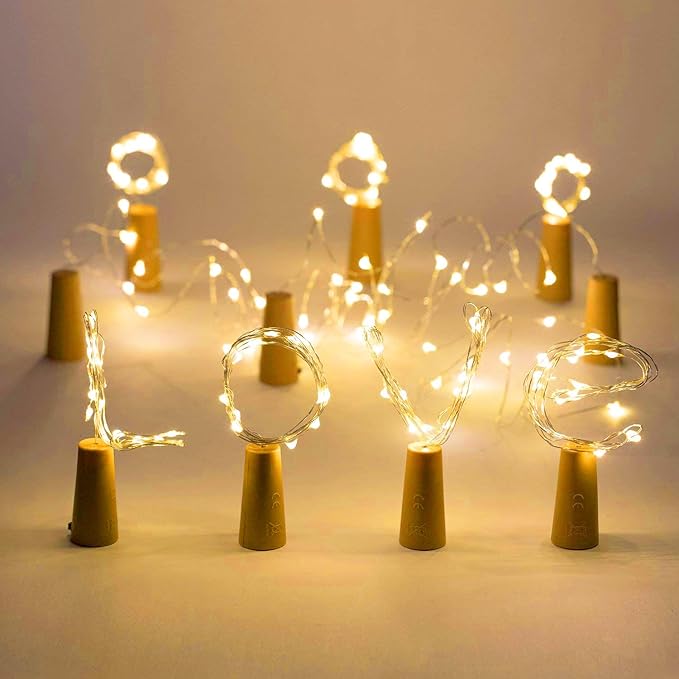 Aluan Wine Bottle Lights with Cork, Christmas Lights 10 Pack 20 LED Mini Fairy - Image 2