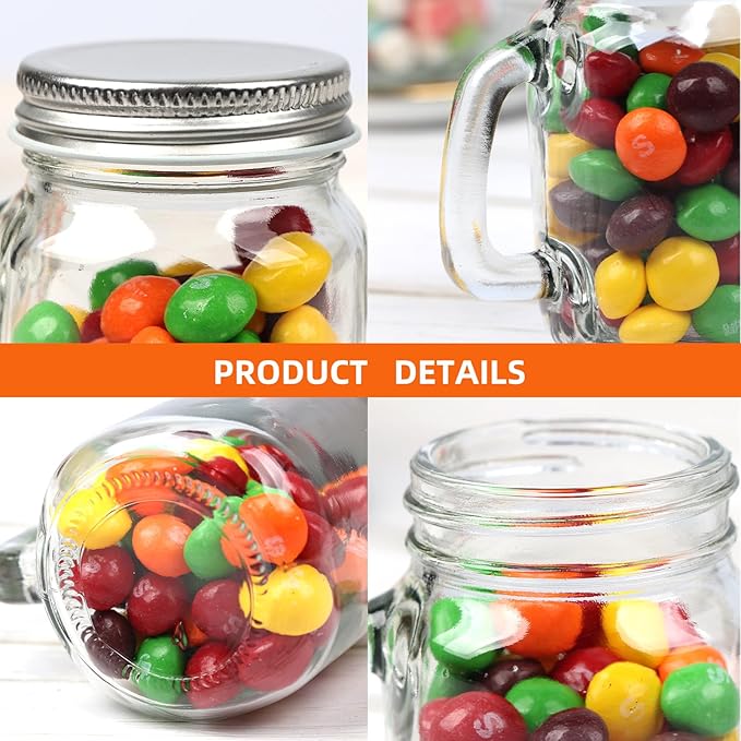 4 oz Small Mason Jar Mugs with Handle, 24 Pack Mini Glass Jars with Airtight - Image 3