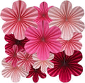 BestoFun 12 PCS Paper Flowers Fans Hot Pink Party Decorations Paper Flowers by Unknown