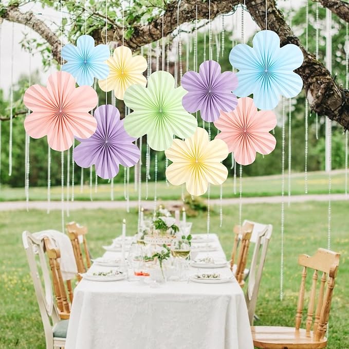 SUNBEAUTY 9 PCS Pastel Paper Flowers Decorations - Image 6