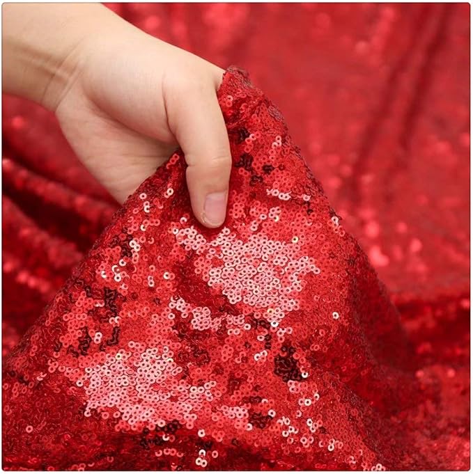 QueenDream Sequin Tablecloth 90"x156" Red Tablecloth Rectangular Party - Image 3