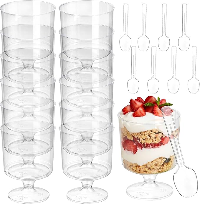 80 Pack Dessert Cups with Spoons, 5 OZ Mini Clear Plastic Parfait Cup by CALBODE