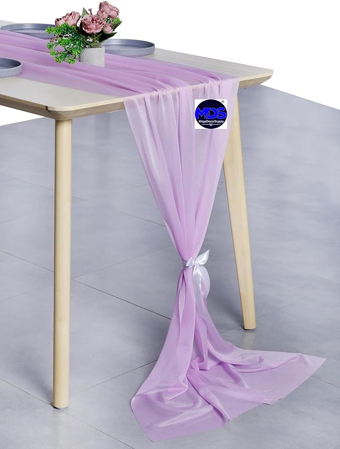 MDS 2 Pack 10ft Chiffon Table Runner 29 x 120 Inches Sheer Wedding Runner - Image 3