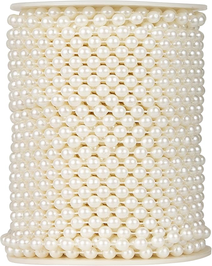 82 Feet Crafts Faux Pearl Roll 6mm Pearl Garland by Unknown