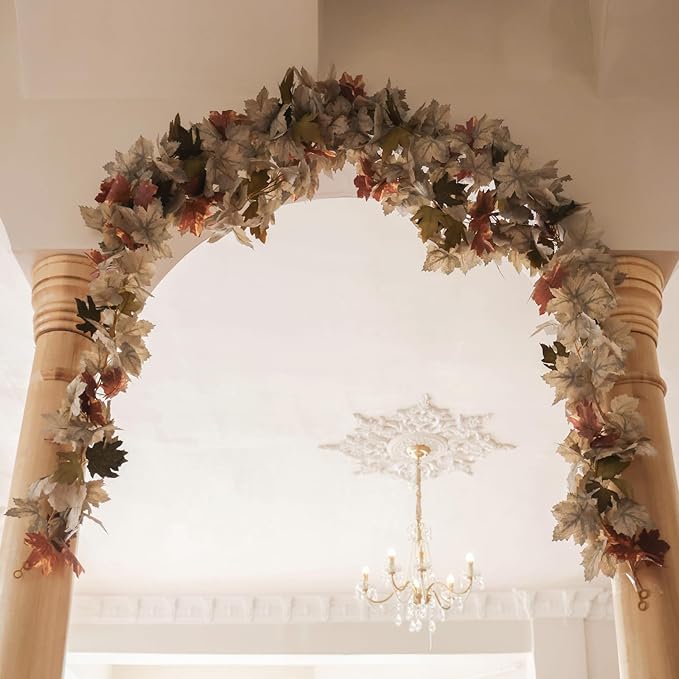 PARTY JOY 6PCS Leaf Garland, 5.6Ft Halloween Garland Artificial Maple Leaf - Image 9
