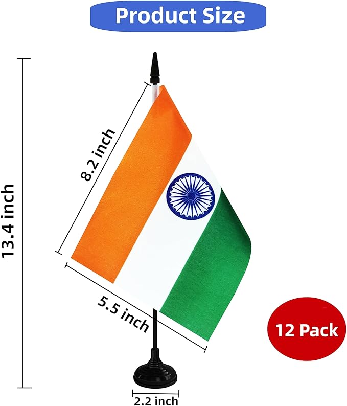 India Desk Flag, 12 Pack Indian Table Office Flag - Image 2