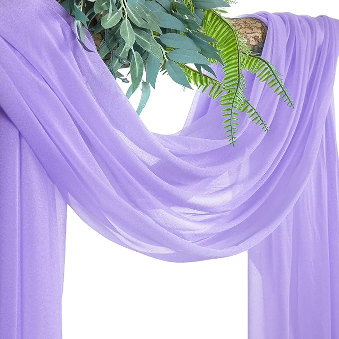 Wedding Arch Draping Fabric Lavender Purple Sheer Wedding Arch Drapes - Image 3