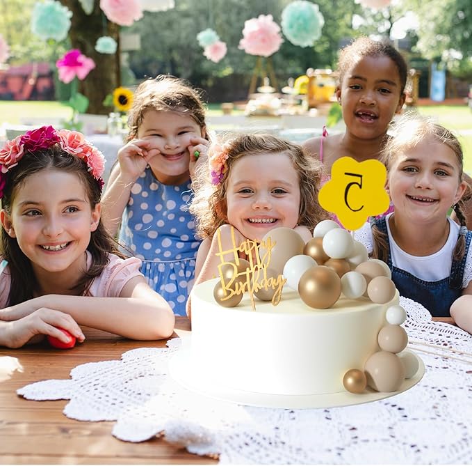 MIAHART Ball Cake Toppers Boho Grass Cake Topper Ball Cake Insert Decoration - Image 4