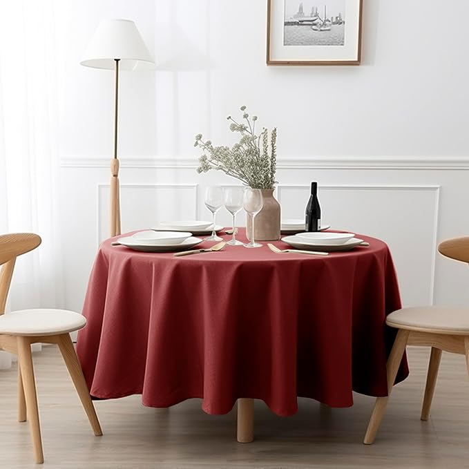 EVERLY 100% Pure Linen Round Tablecloths 108Inch Round Machine Washable - Image 4