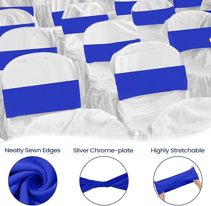 Kinlop 50 Pcs Spandex Chair Sashes Bows Chair Bands Slider Sashes - Image 3
