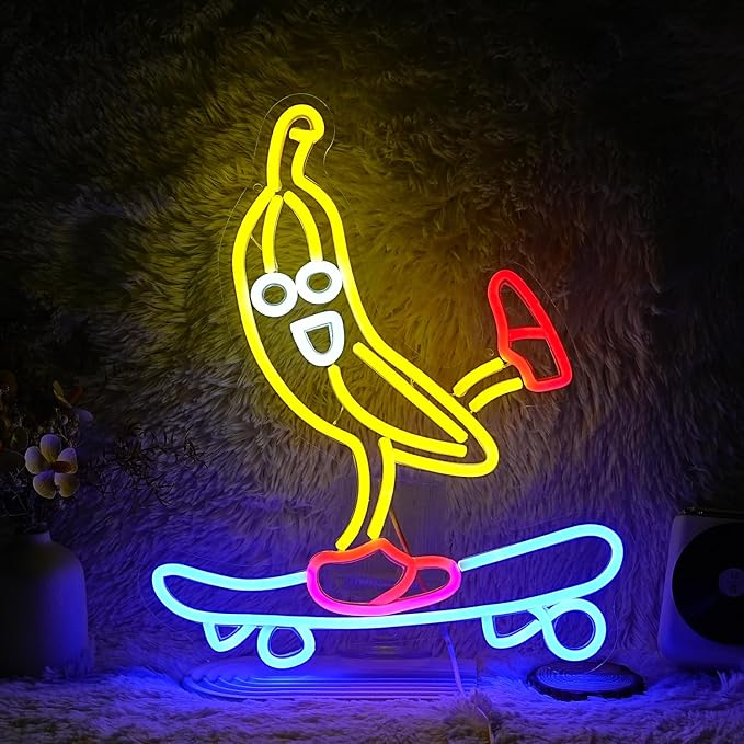 Skateboard Banana Neon Sign Cool Slide Banana LED Neon Light Dimmable Banana by LIUOZHTEALEDNEONSIGN