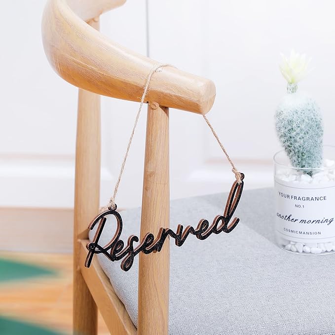 12 Pcs Reserved Seating Signs for Wedding Chairs Hanging Wooden Rustic Reserved - Image 5