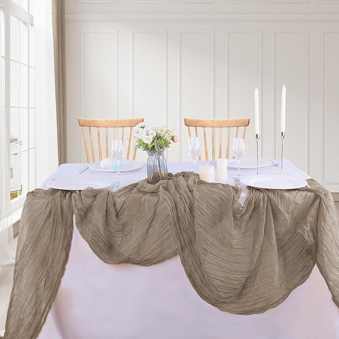4 Pack Nude Cheesecloth Table Runner 35x120 Inch Boho Gauze Fabric Cheese Cloth - Image 6
