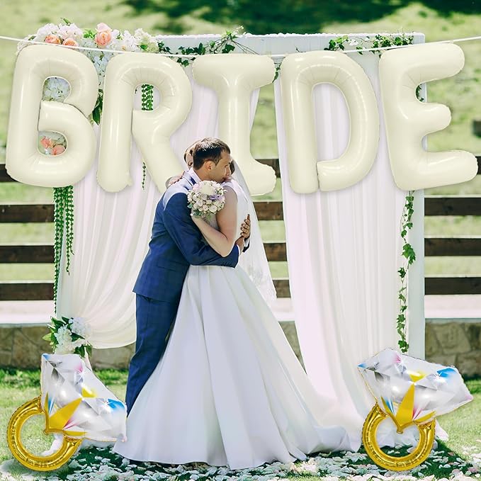 40 Inch Beige BRIDE Balloons Luxury Wedding Decor - Image 7