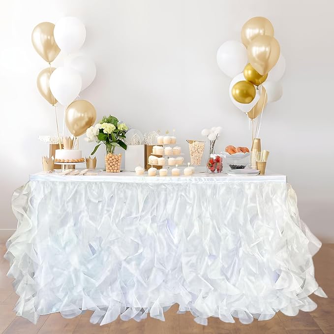 Luxury Organza Mesh Table Skirt Draping Floating Romance - Image 2