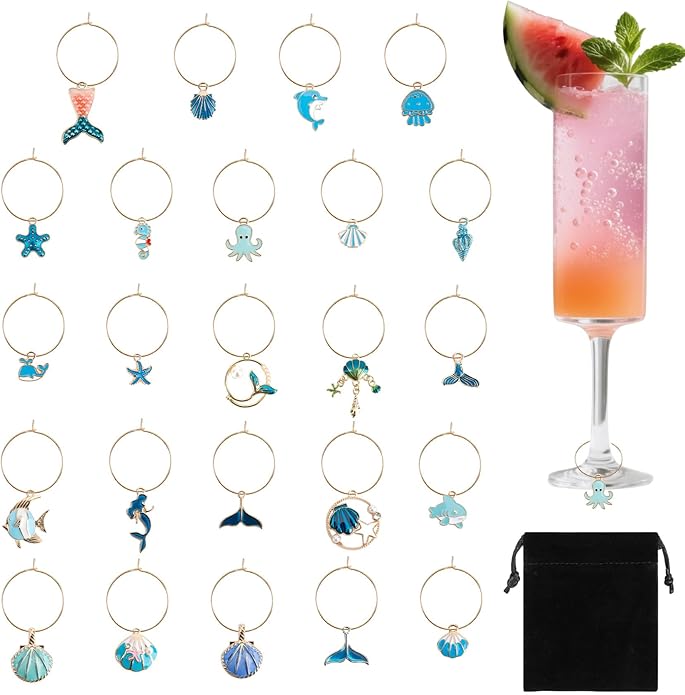 Wine Glass Charms Wine Charms for Stem Glasses Glass Markers Identifiers Tags by Libemskix