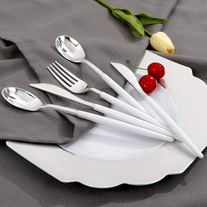 WELLIFE 144 Pack Silver Plastic Cutlery, Disposable Silver Flatware Includes： - Image 2