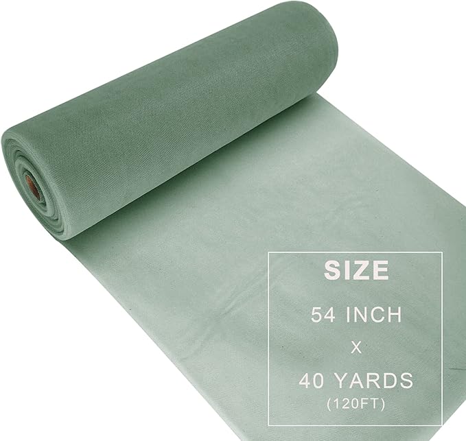 Sage Green Tulle Fabric Roll Spool Bolt Large Tulle Wedding Party Decoration - Image 3