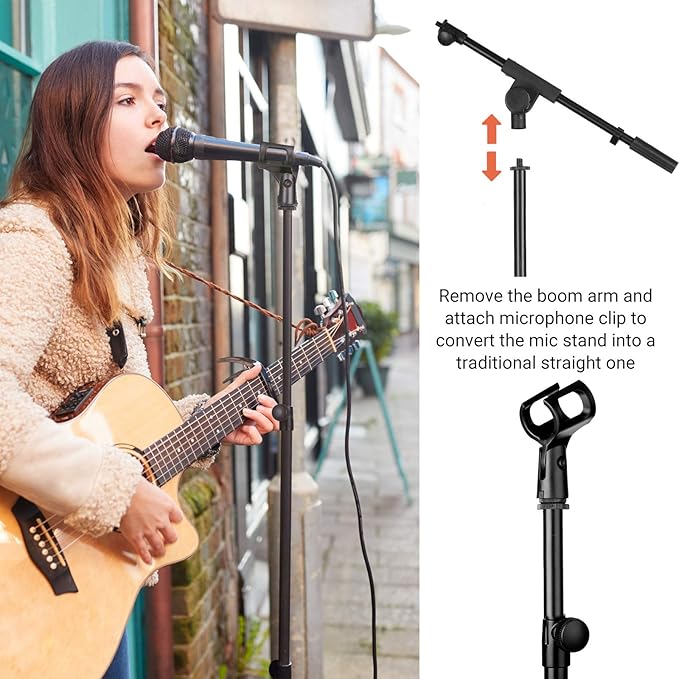 CAHAYA Mic Stand Tripod Boom Arm Floor Microphone Stand Height Adjustable - Image 6