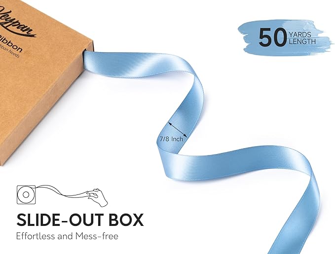 French Blue Satin Ribbon 7/8 Inch x 50 Yards Double-Faced Ribbons - Image 2