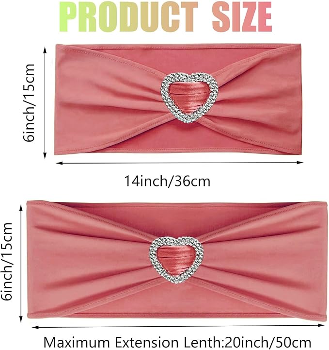 Coral Red Chair Sashes 25 Pack Spandex Coral Red Sashes - Image 2