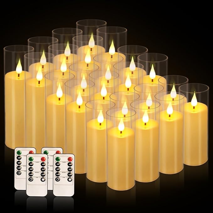 24 Packs of Acrylic LED Candles, Flickering Flameless Candles Battery Operated - Image 3