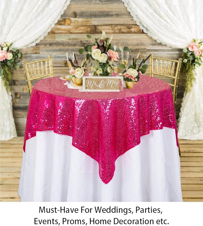 ShinyBeauty Sequin Tablecloth 54x54 Inches - Image 4