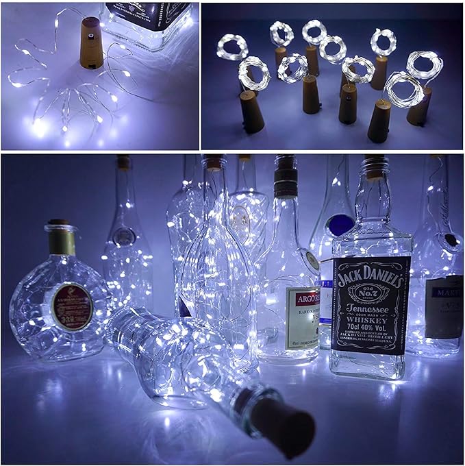 YJFWAL Wine Bottle Lights with Cork, Cork Shape Silver Copper Wire Fairy Mini - Image 7