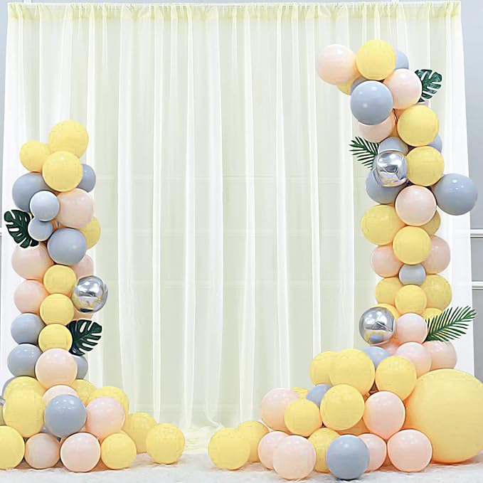 PARTISKY 10ftx10ft Ivory Chiffon Sheer Backdrop Curtains, Wrinkle-Free Wedding - Image 7