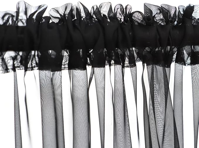 Window Black Sheer Curtains 90 Inches Long 2 Panels Sheer Curtain Basic Rod - Image 5
