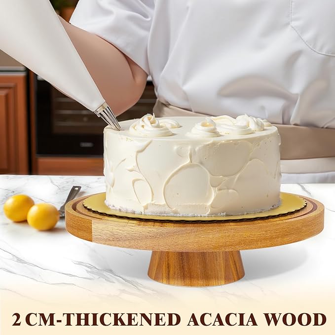 Acacia Wood Cake Stand with Lid, 2-in-1 Dessert Table Display Set & Charcuterie - Image 5
